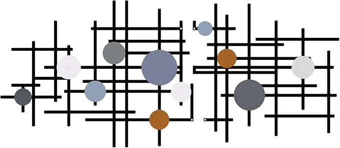 ruelen Set of 2 Minimalist Geometric Wall Decor - Modern Metal Wall Art for Living Room, Bedroom & Office – Abstract 2D Design in Dark Colorful Style