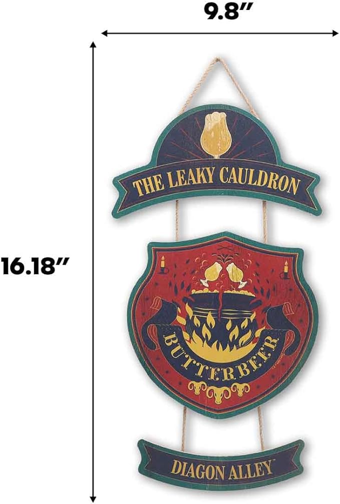 Harry Potter Leaky Cauldron Hanging Wood Wall Decor - Fun Leaky Cauldron Sign for Home