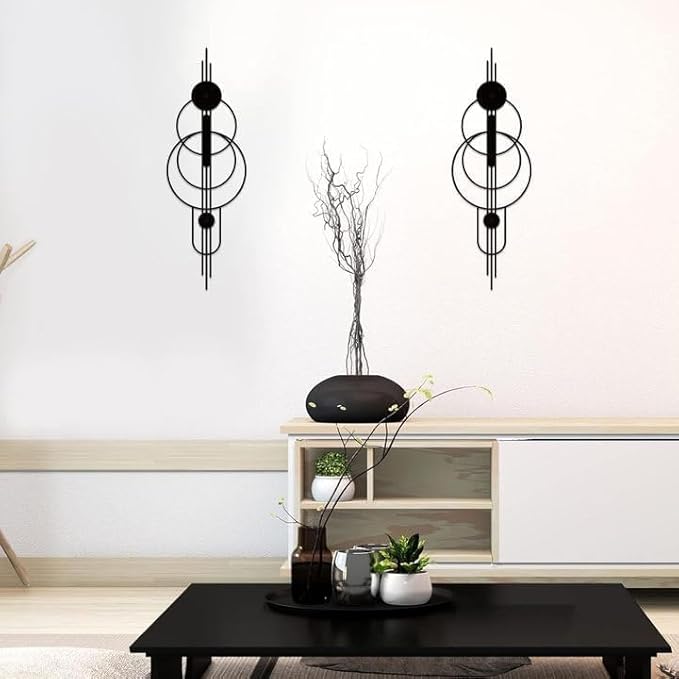 ruelen 2 Pcs Small Metal Abstract Wall Art, Modern Minimalist Wall Decor Single Line Art Metal Vertical Wall Decor Geometric Wall Hanging Sculptures for Home Bedroom Living Room, 31.5 x 10.24 Inch