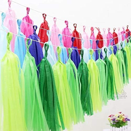 Pink Party Decorations,Hot Pink Light Pink and Pink Paper Tissue Tassel Garland Banner,15 Pcs