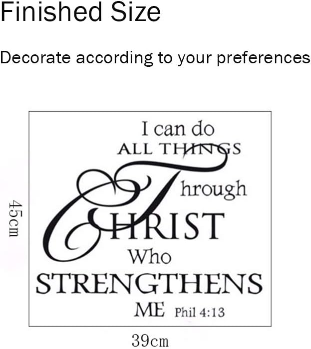 Bible Verses Wall Decor, Christian Wall Quotes – I Can Do All Things Through Christ– Religious Sticker Pastor Gift for Bedroom Prayer Room Church Sanctuary Office Nursery