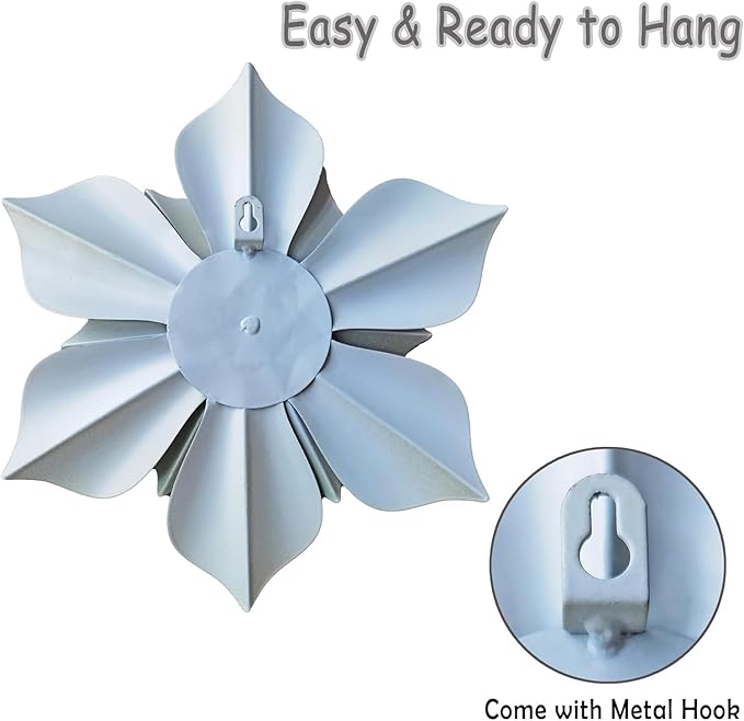 Metal Flower Wall Sculpture, 12.5" Rustic Modern Floral Artwork, Distressed 3D Layered Iron Flower Wall Hanging Accent for Indoor Kitchen Bedroom Living Room Office OutdoorGarden Patio Decor (Black)