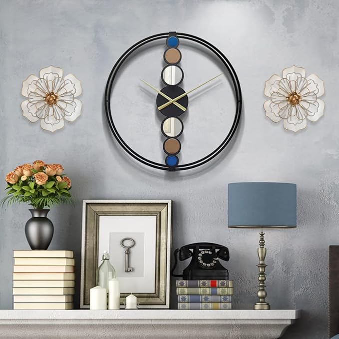 Metal Flower Wall Art Decor, 8.3" Rustic Modern Floral Sculpture, Distressed Iron Wall Hanging Home Decoration Accent Artworks for Indoor Kitchen Bedroom Living Room Office Outdoor Garden Patio - 06