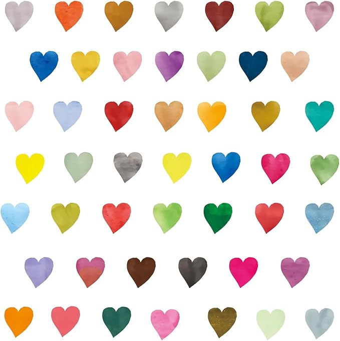 Colorful Heart Wall Stickers,Watercolor Heart Wall Decals for Kids Bedroom Wallpapper Nursery Living Room Classroom Wall Décor