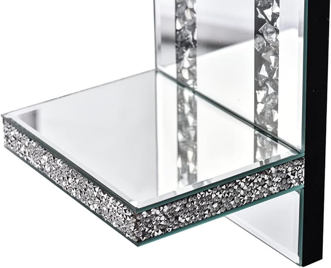 Crystal Crush Diamond Mirrored Candle Sconces, Silver Wall Candle holder set of 2, Wall decorations for Living Room,Dining Room (Rectangle Stripe (style 4))