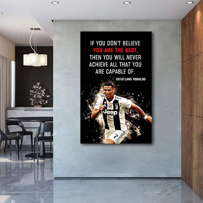 AMART SUN Football Sports Decor • Superstar Quote Poster Inspirational Canvas Wall Art • Motivational Artwork Modern Home Decor For Home,Office,Gym,Classroom Wall Decor Framed Ready to Hang