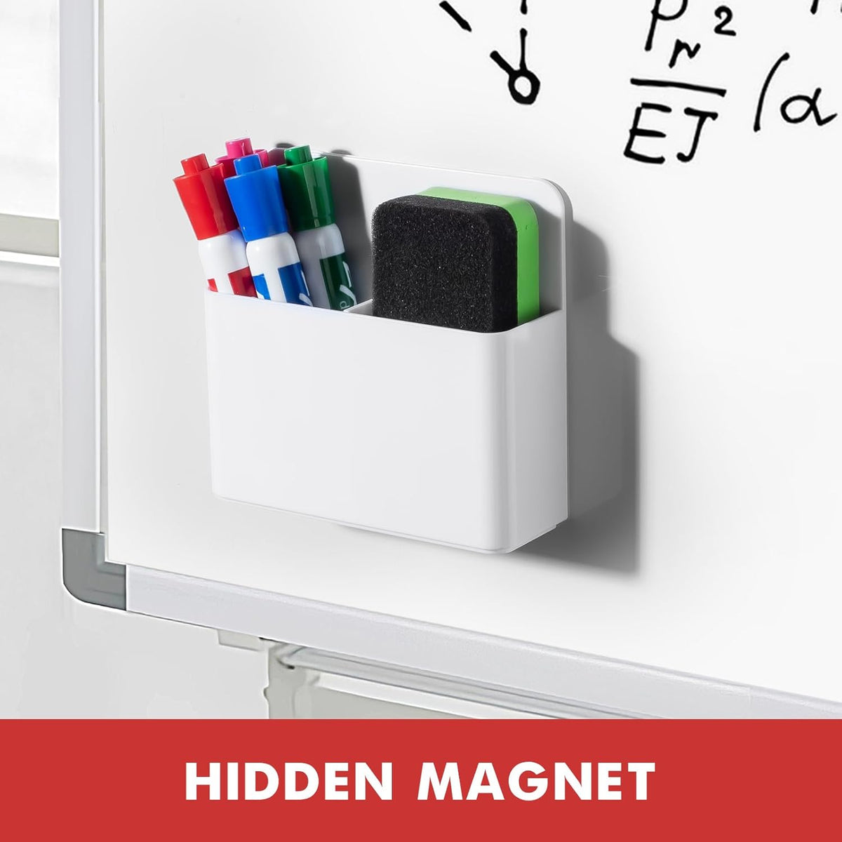 BEYGORM 2 Pack Plastics Magnetic Pen Holder for Refrigerator, Dry Erase Marker Holder for Whiteboard,Magnet School Locker Organizer Accessories, Pencil Cup, Pen Caddy, Classroom Organization(White)