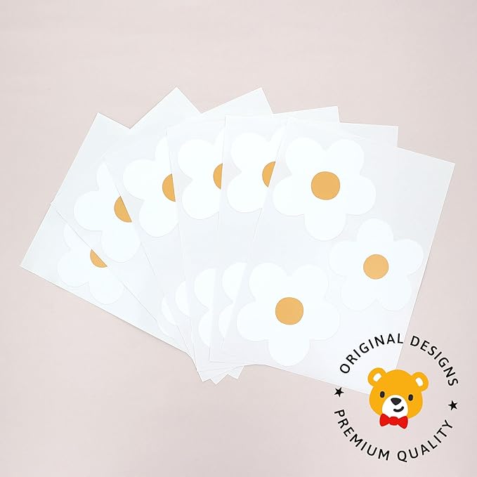 Daisy White Flowers Decals - Easy-to-Apply & Removable Wall Stickers: Transform Your Toddlers Bedroom with Durable, Vibrant Peel-and-Stick Wall Decor – Stickers for Kids