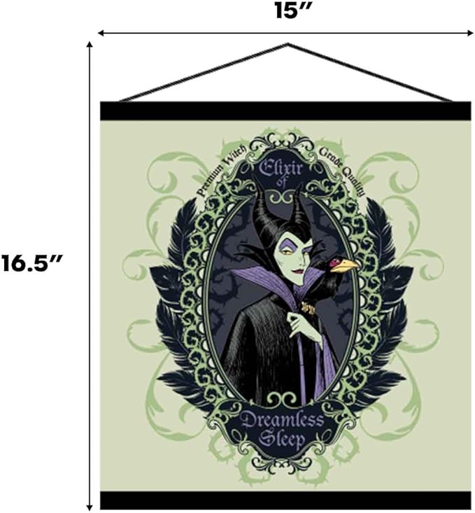 Open Road Brands Disney Villains Maleficent Elixir of Dreamless Sleep Hanging Canvas Banner - Mysterious Maleficent Wall Decor for Home