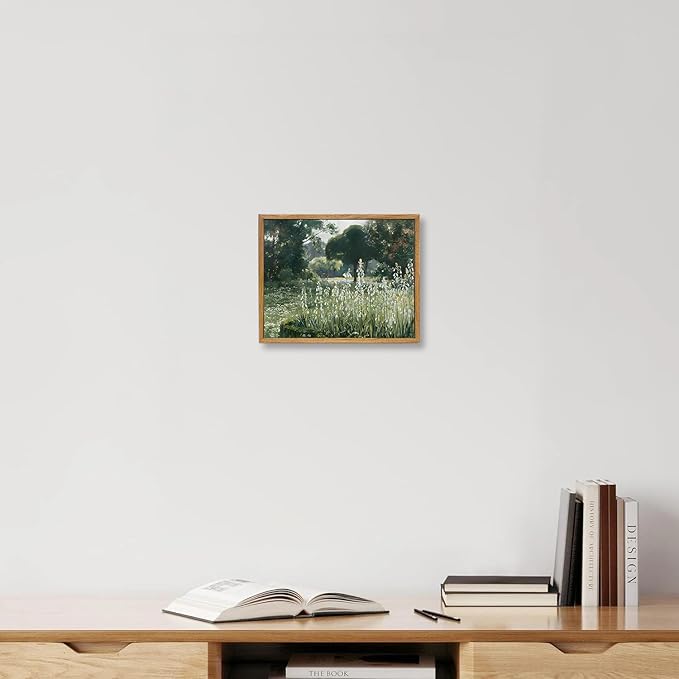KBKBART Framed Wall Art Vintage Decor, Vintage Meadow with Flowers Oil Painting, Classical Canvas Artwork, Scenery Art Prints for Bedroom Living Room, Bathroom Wall Decor, Gallery, Gifts for Friends or Family (8"x10")