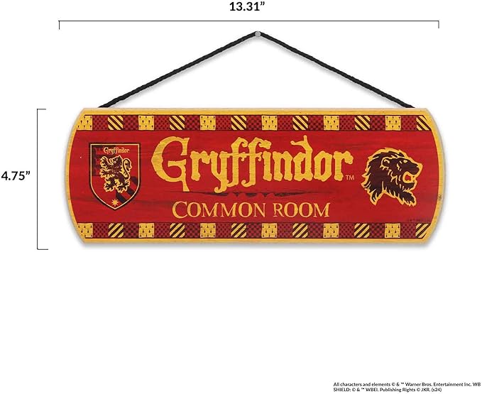 Harry Potter Gryffindor Common Room Hanging Wood Wall Decor - Fun Gryffindor Sign for Teen Bedroom or Movie Room
