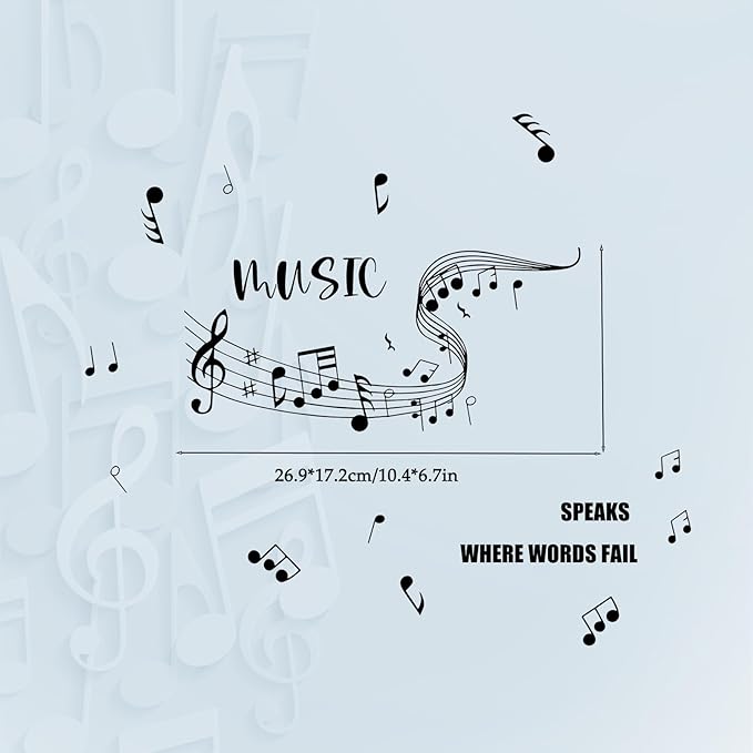 Inspirational Music Quote Wall Sticker, Elegant Music Note Wall Decal for Bedroom, Living Room or Studio Decor