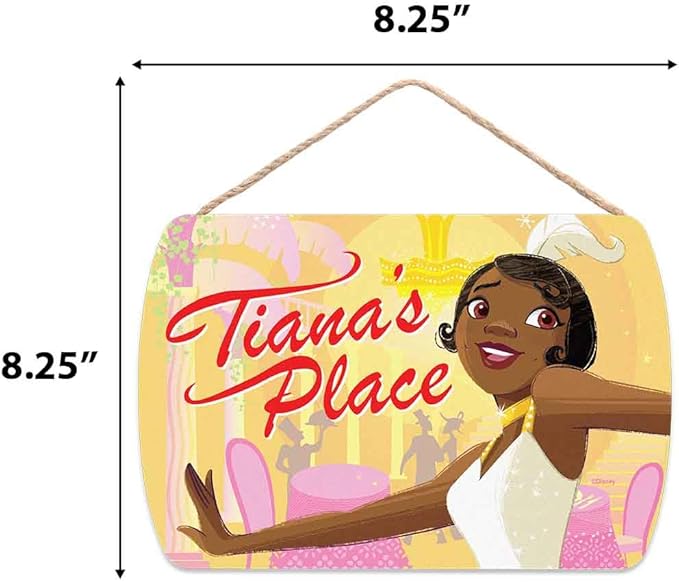 Disney Princess and the Frog Tiana’s Place Hanging Wood Sign - Fun Tiana Wall Decor for Kitchen or Bedroom