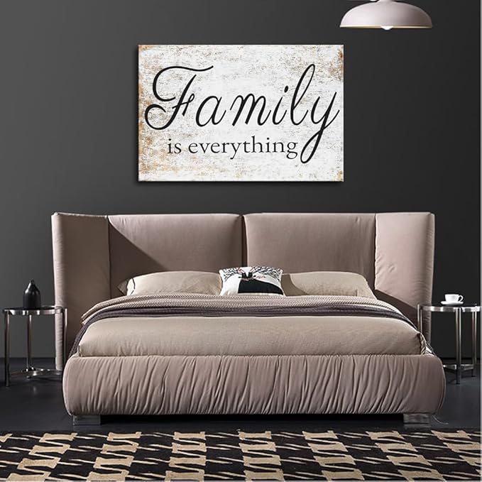 VVJSZHJ Large Rustic Family Wall Art Decor Print Canvas Wedding Decor Farmhouse Office Dining Room Home Over Bed Wall Decor (Family, 24x36 inch, Wrapped Canvas)