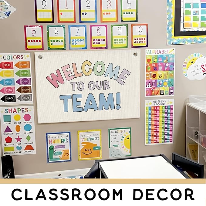 Boho Classroom Welcome Banner Wall Decor, Inspirational Teacher Back To School Canvas Banner Wall Hanging Flag for School Kindergarten Perschool Classroom Must Haves 20x30