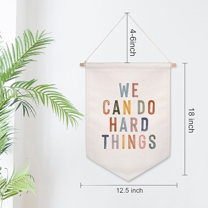 We Can Do Hard Things Hanging Banner, Boho Positive Affirmation, Boho Classroom Decor, Classroom Wall Decor, Positive Classroom Hanging Banner, Growth Mindset, Education, Playroom Flag