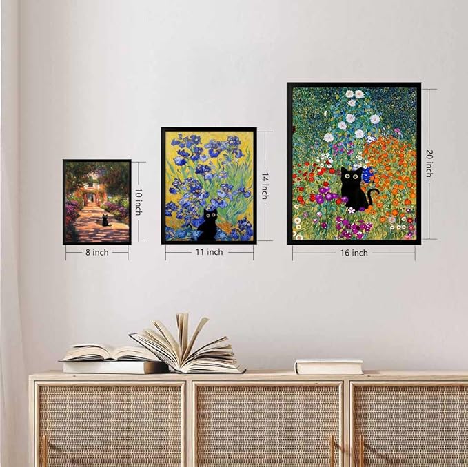Hamduker Canvas Wall Art Cat Decor for Dorm Bedroom Canvas Prints Aesthetic Monet Cat Posters Living Room Decor (Size: 8''x10''x1pcs)