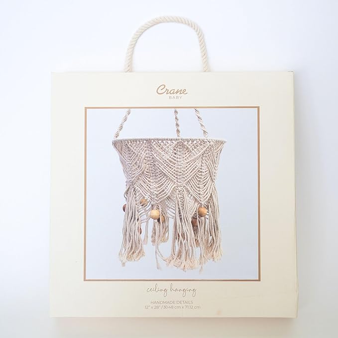 Crane Baby Macrame Ceiling Hanging, Charlie Farmhouse Nursery Mobile, Boho Baby Mobile for Crib, Baby Room Decor, Gender Neutral Nursery Decor, Handmade Decor for Baby Room