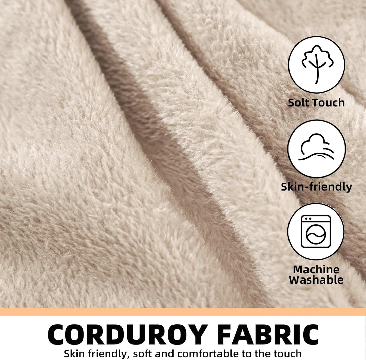 5FT,Big Bean Bag Chairs for Adults,Large beanbag with Filler Included,Memory Foam Material,Easy to Clean and Washable Corduroy Fabric,Suitable for Living Room and Bedroom (Apricot, 5 Foot)