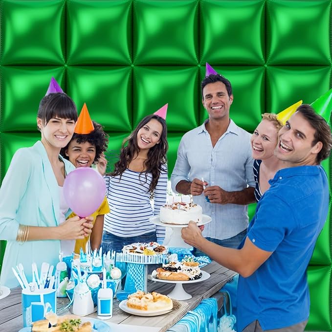 36pcs Green Square Foil Balloons Wall Backdrop with 79pcs Balloon Garland Arch Kit, Double Sided Balloon for Birthday Baby Shower Bridal Shower Anniversary New Year Graduation Decorations