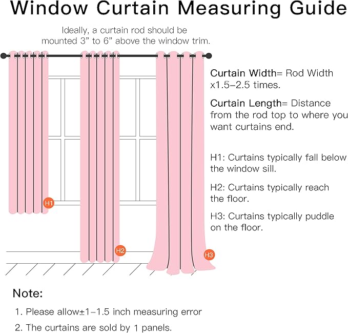 XiDi Pink Curtains for Bedroom, Girls Room Blackout Curtains, Kids Room Darkening Curtains, Hot Pink Decor, 1 Panel