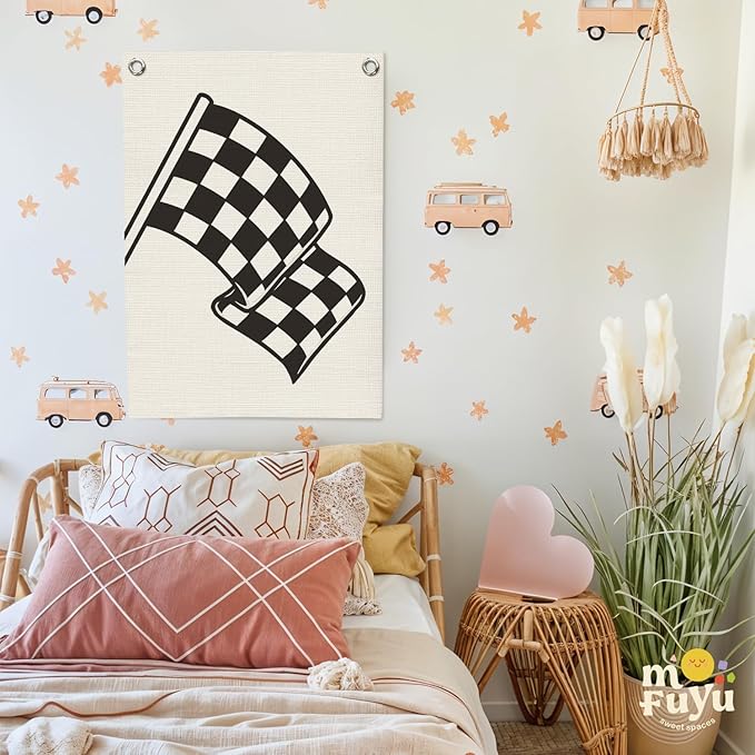 Toddler Boys Room Decor,Race Car Playroom Wall Decor for Kids Nursery Bedroom,Cars Bedroom Decor for Boys 18x25 Inch