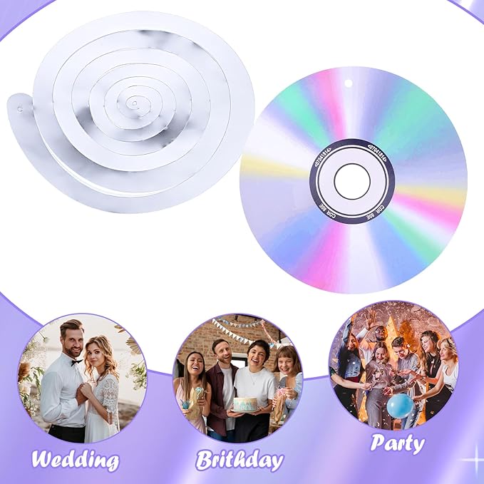 32Pcs 90's Party Decorations, Retro Theme Party Hanging Swirls CD Disco Cutout Wall Decor Sign for Music Party Y2k 1990's 2000s Birthday Dance Party Favors Supplies