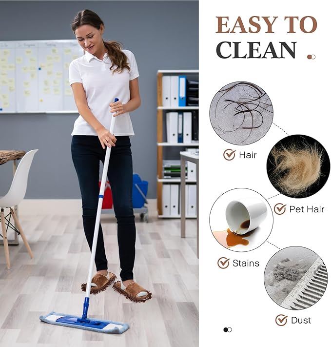 Jecery 4 Pair Washable Microfiber Mop Slippers Detachable Dusting Shoes for Floor Cleaning, Office & Home Use Suitable for Women & Men(Blue, Brown, Beige, White,L Size)