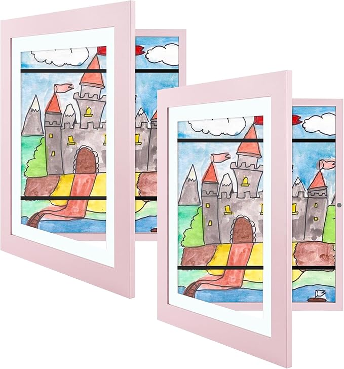 Golden State Art, 8.5x11 Kids Art Frames, Front-Opening Picture Frame Great for Kids Drawings, Artworks, Children Art Projects, Schoolwork, Home or Office (Light Pink, Set of 4)
