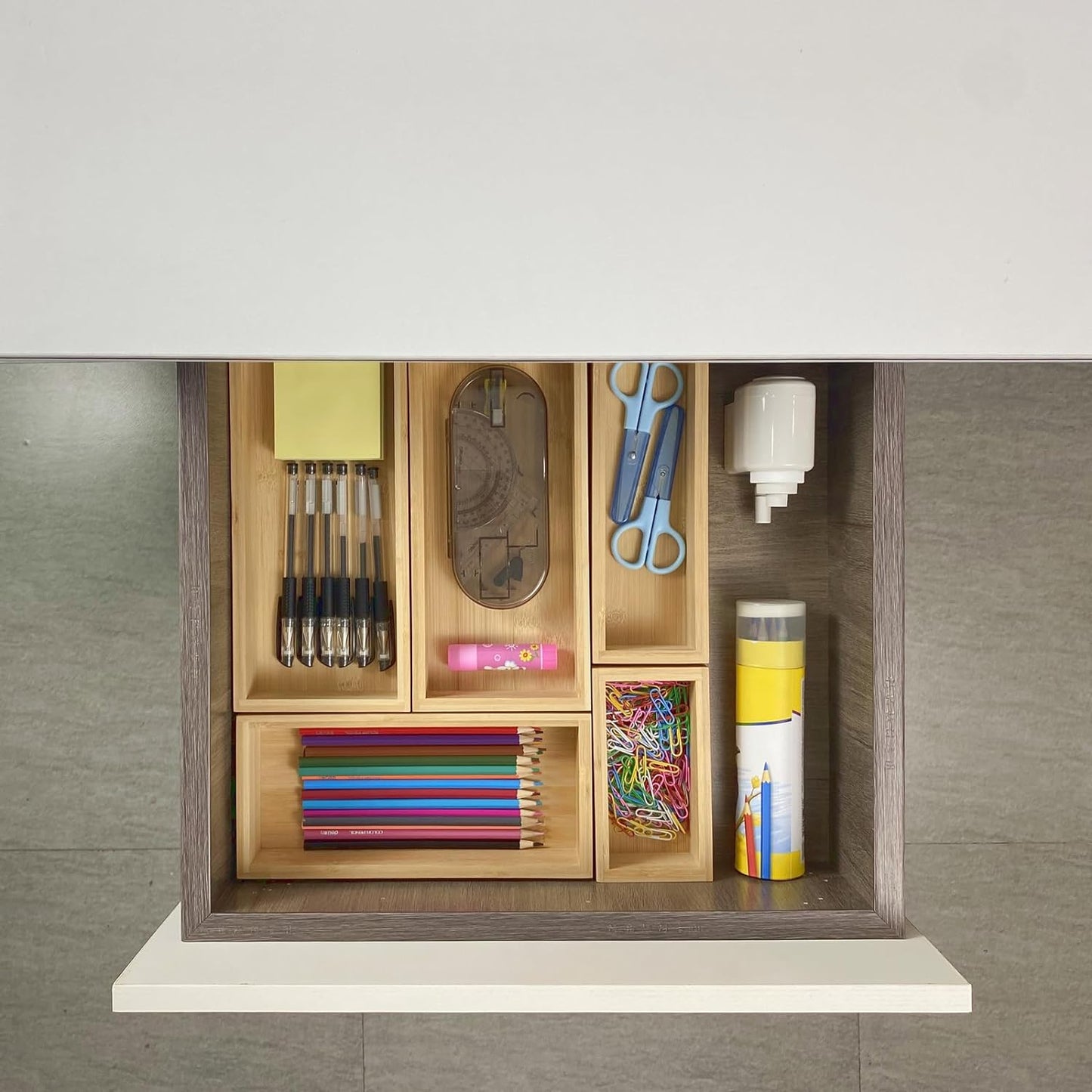bamboo drawer organizer Set,expandable drawer dividers,wooden storage organizers,large trays for kitchen, bathroom,flatware,Tea Bag Organizer (1 X 5PCS Natural)