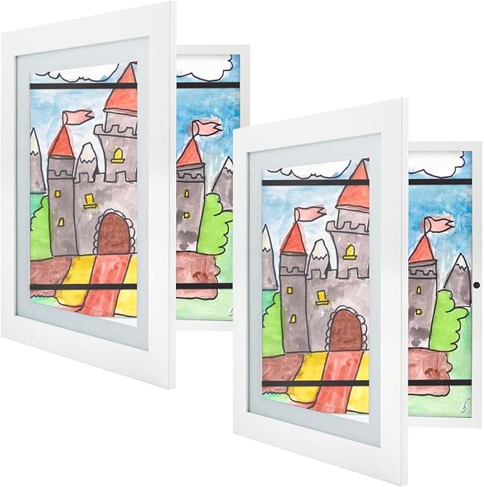Golden State Art, 10x12.5 Kids Art Frames, Front-Opening Picture Frame Great for Kids Drawings, Artworks, Children Art Projects, Schoolwork, Home or Office (White, Set of 2)