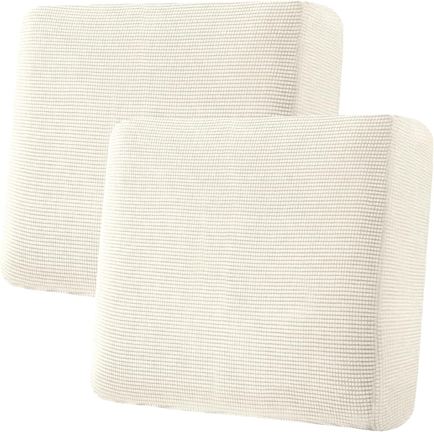 H.VERSAILTEX Super Stretch Individual Seat Cushion Covers Sofa Covers Couch Covers Slipcover Sets Thick Jacquard Textured Twill Fabric (2 Piece Large Sofa Cushion Covers, Porcelain)