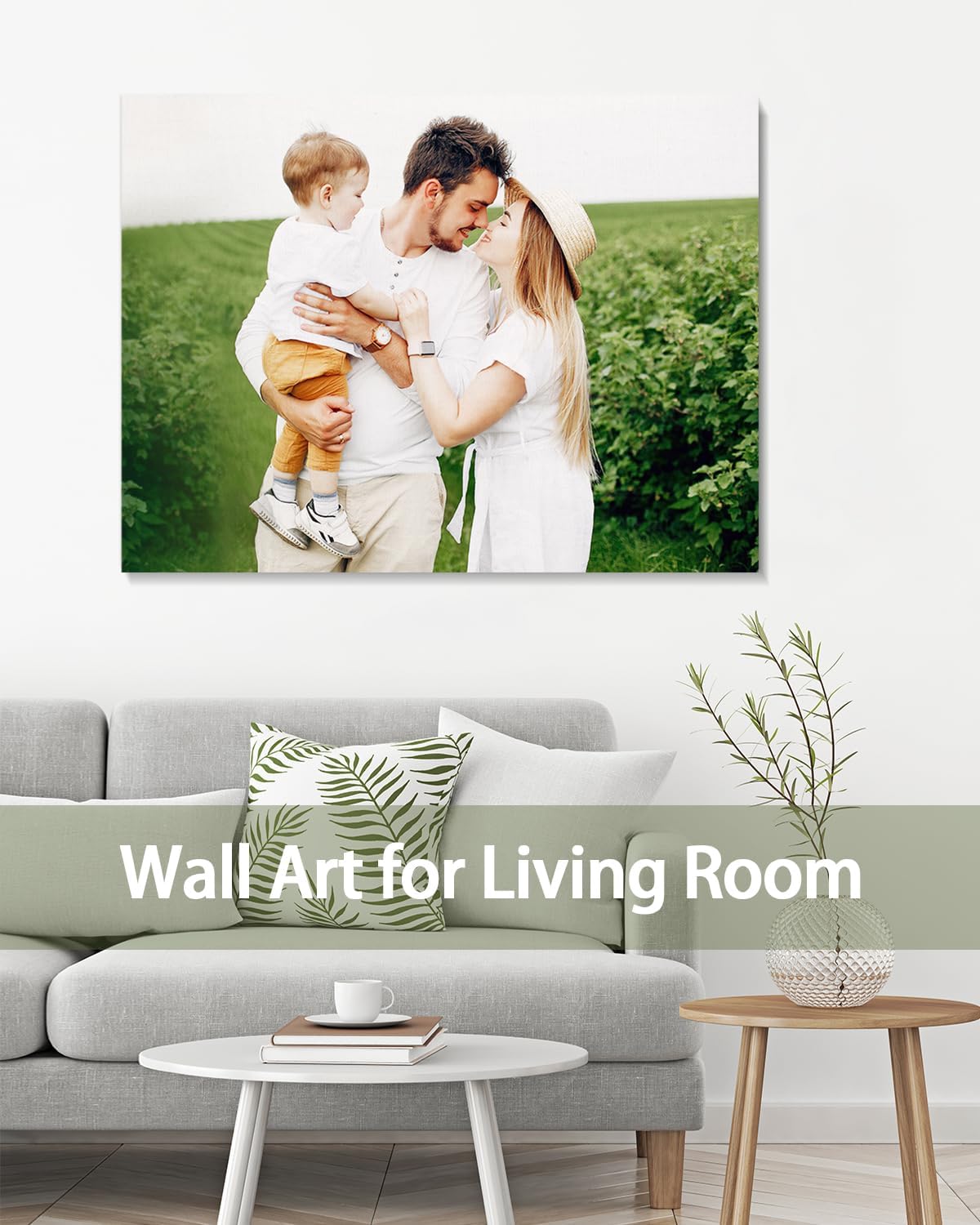 Personalized Custom Canvas Wall Art, Custom Canvas Prints with Your Photos for Living Room, Bedroom, Wedding Pet Baby Family Photo Framed Wall Art, Customized Photo Gift for Family,Friend,Lover,Pet (36L" x 24W")