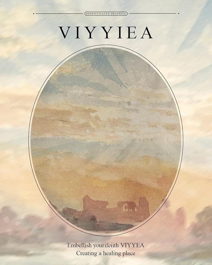 VIYYIEA Gold Framed Serene Watercolor Landscape Sunrise, Elegant Coastal Wall Art for Living Room | Modern Home Decor - No Glass Design, Lightweight Canvas Painting, Chic Accents - 11x14 Inch