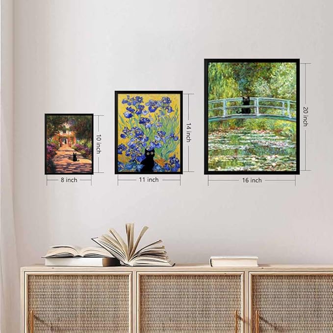 Hamduker Garden Black Cat Wall Art Pictures Funny Preppy Cat Wall Art Decor Farmhouse Gallery Aesthetic Wall Art for Living Room Bedroom Decorations (Size: 16''x20''x1pcs)