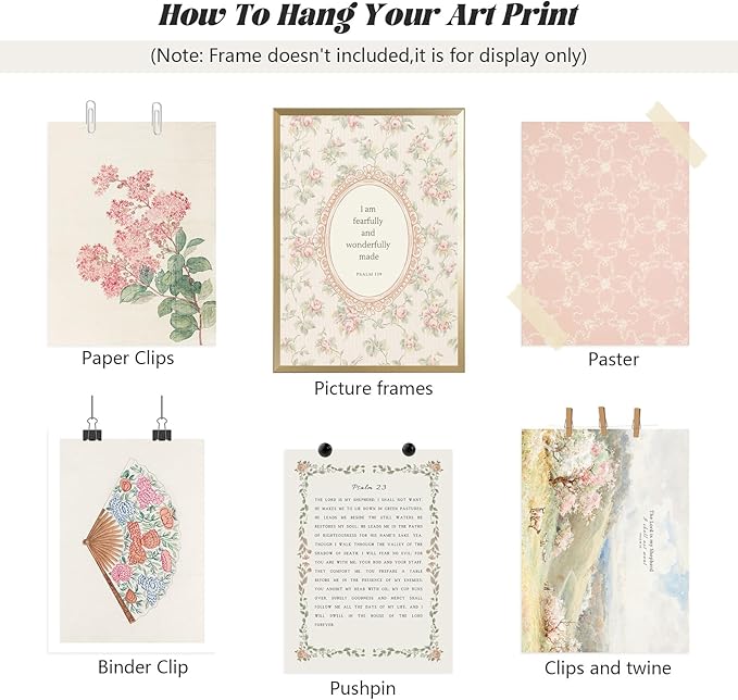 Christian Nursery Wall Art Bible Verse Canvas Wall Decor Girl Floral Wall Art Aesthetic Scripture Pictures Jesus Religious Posters Pink Flower Prints Vintage Artwork for Bedroom 8x10x6 Inch Unframed