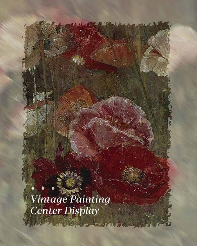 HUARCEY Framed Canvas Wall Art Prints, Bathroom Shelf Vintage Decor Aesthetic, Poppies Floral Paintings Farmhouse Wall Decor, Retro Table Desk Pictures for Bedroom Living Room, 8x10Inch