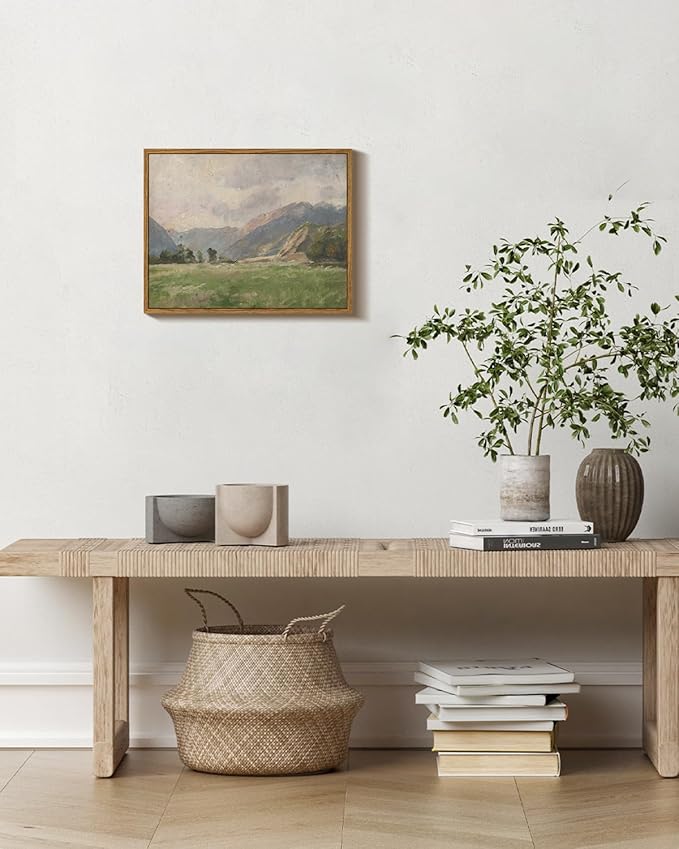 InSimSea Framed Canvas Wall Art Vintage Decor, Retro Landscape Canvas Wall Art, Farmhouse Bedroom Wall Decor, Cottagecore Wall Decorations for Living Room, Bathroom, Dining Room Decor, 11"x14"