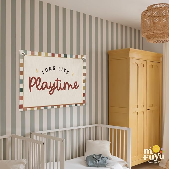 Playroom Wall Decor,Long Live Playtime Linen Canvas Banner,Playroom Decor Kids Room Nursery with Star Pattern Wall Decor for Toddler Boys Toy Room Bedroom,30x20 Inch