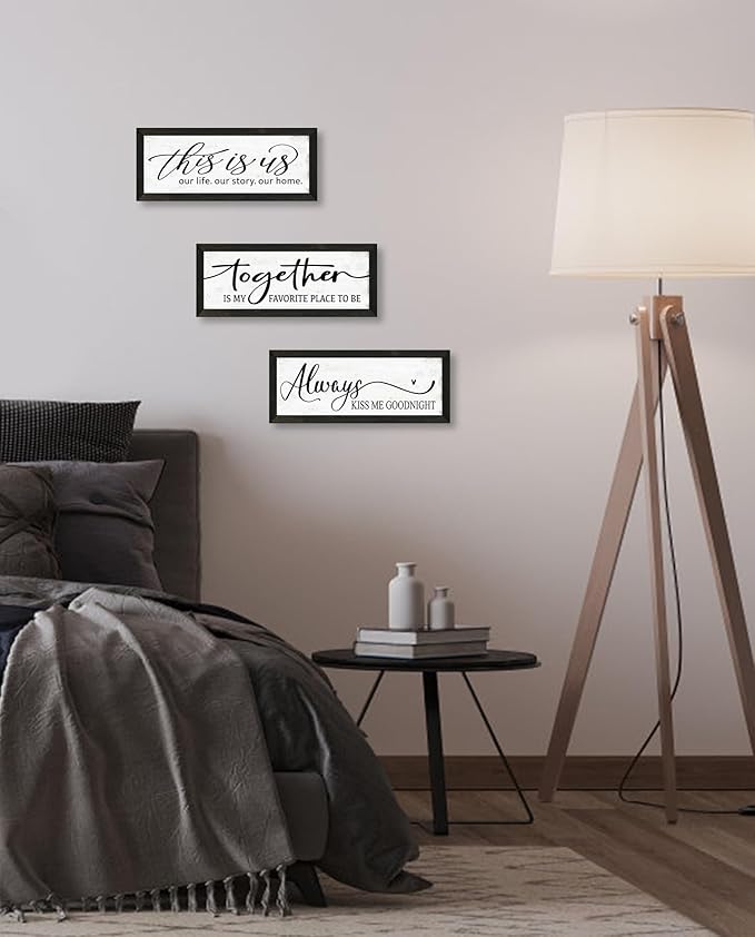 YPY Always Kiss Me Goodnight sign: Sound absorbing painting Wall Art - Wall Decor Farmhouse Decoration for Home Living Room Bedroom, Bible Verse Sign 6" x 14.5"