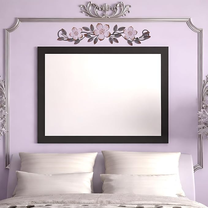 Wesiti Metal Flower Wall Decor Vintage Spring Metal Flower Wrought Iron Scroll Sculpture 15.7''x3.7'' Farmhouse Leaf Wall Decor with Nails for Spring Living Room Bedroom Indoor Outdoor (Purple)