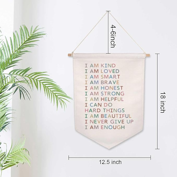 Affirmations for Kids, Classroom Hanging Banner, I Am Affirmations, Classroom Canvas Banner, Playroom Poster, Affirmations Poster, Homeschool Decor, I Am Kind Smart Loved, Classroom Wall Hanging Decor