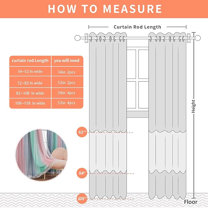 XiDi Pink Grey Green Girls Curtains for Bedroom Rainbow Blackout Short Curtains for Kitchen Cafe Window Room Darkening Kids Childs Nurser Room Wall Decor 84 inches Long 34 inches Wide 2 Panels Set