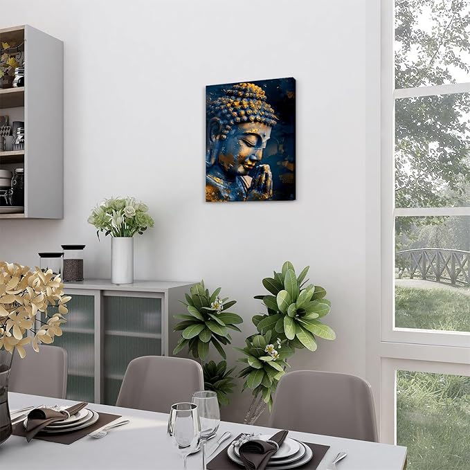 Buddha Wall Art Zen Decor for Living Room Buddhist Pictures Abstract Spiritual Canvas Poster Buddha Statue Painting Meditation Wall Art Religious Artwork for Bedroom Yoga Home Decoration 12x16"