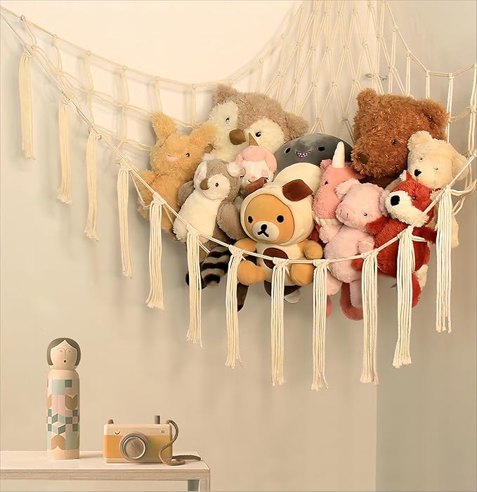 Stuffed Animal Storage Hammock Net - Toy Hammock Net for Stuffed Animals Corner - Hanging Stuff Animal Organizer Holder Large Size Baby Nursery Room Decor
