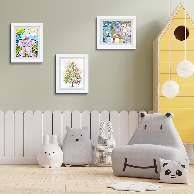 Golden State Art, 10x12.5 Kids Art Frames, Front-Opening Picture Frame Great for Kids Drawings, Artworks, Children Art Projects, Schoolwork, Home or Office (White, Set of 8)