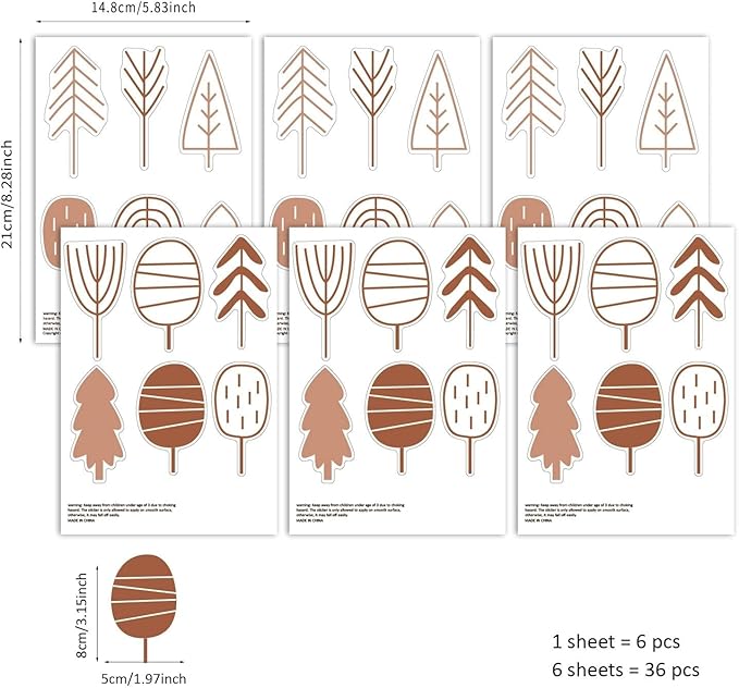 QUCHENG Boho Wall Stickers Girls Bedroom Removable Wall Decals Nursery Kids Room Decor Vinyl Murals DIY Cute Decorations 6 Sheets