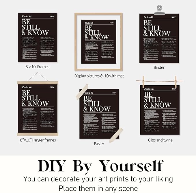 Locomiss Black and White Christian Wall Art Decor, Modern Black Minimalist Jesus Scripture Wall Decor, Inspirational Bible Verse Posters for Bedroom Office Living Room, Set of 4 (8x10 Unframed)