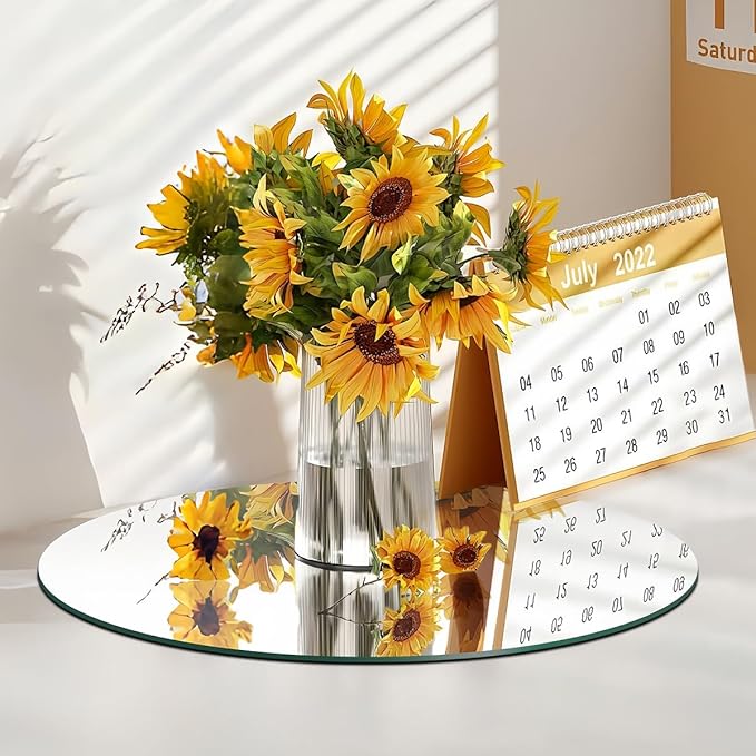 16pcs Round Mirror Centerpieces for Tables Decorations Acrylic Circle Wall Mirror Mirror for DIY Craft Candle Plate Trays for Wedding Birthday PartyTable Christmas Decor (12inch,8inch)