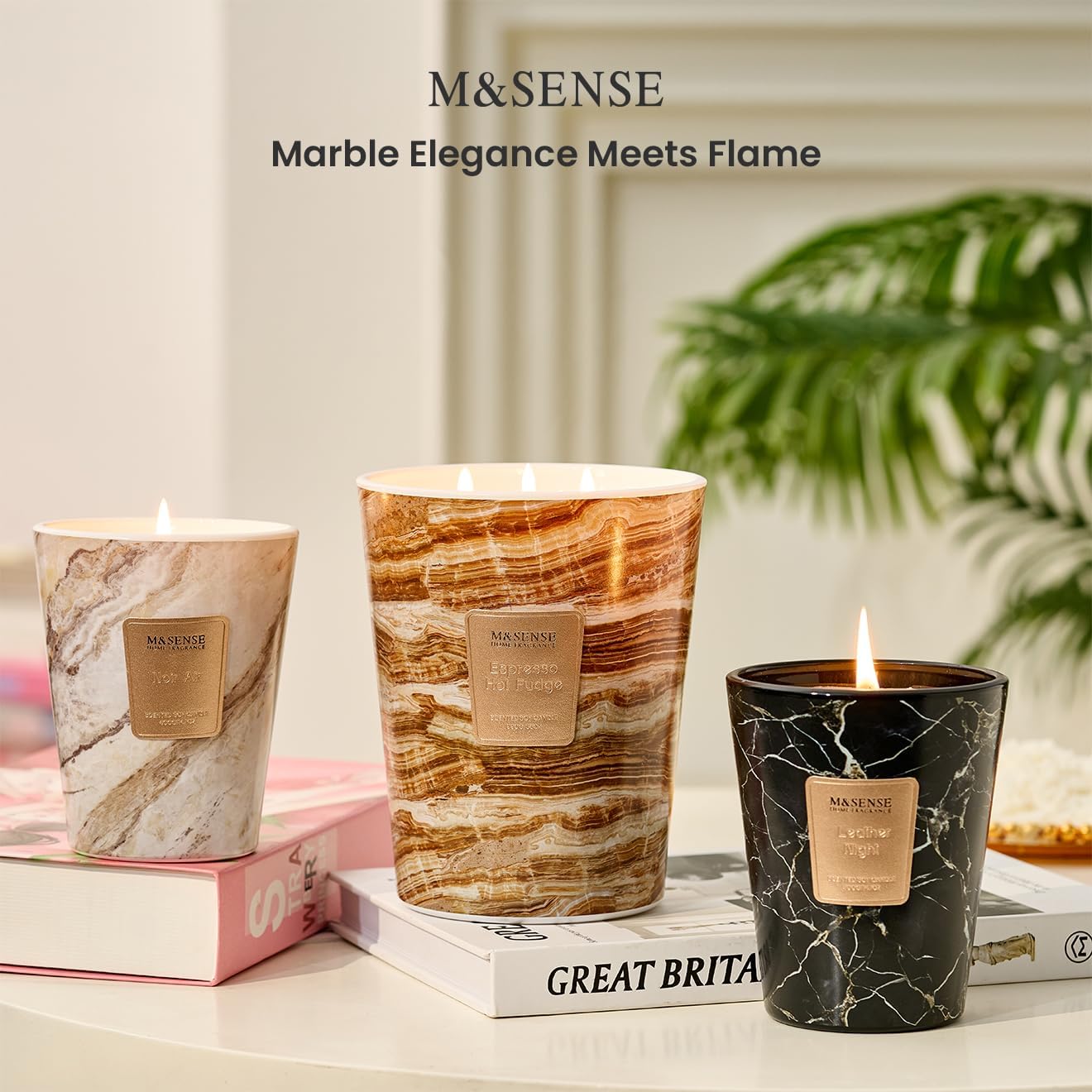 M&SENSE NoirAir Scented Candles for Home, 3-Wick Highly Scented Jar Candles, Extra Large Candle 35 Oz 150 Hours Long Lasting Burning, Relaxing Aromatherapy Candle for Stress Relief, Meditation